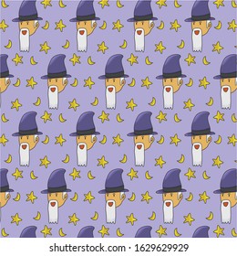 old witch hand drawn pattern template vector