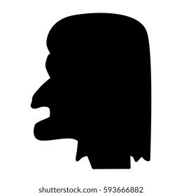 Old Witch Vector Profile or Cameo Silhouette. Female Avatar Black Sign