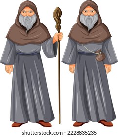 Old wizard cartoon character illustration