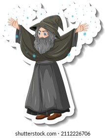 Old wizard cartoon character sticker illustration