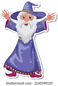 An old wizard cartoon character sticker illustration