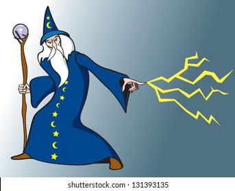 An old Wizard casting a spell.