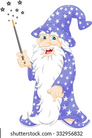 old Wizard holding a magic wand