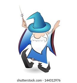 Old wizard with wand