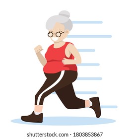 Old Woman Attractive Running Cartoon 