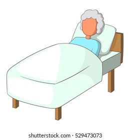 Old Woman Bed Icon Cartoon Illustration Stock Vector (Royalty Free ...