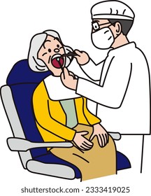 old woman being treated by a dentist