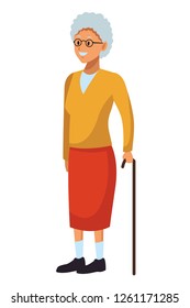 old woman with cane