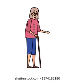 old woman with cane character