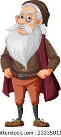 old woman cartoon character with beard illustration