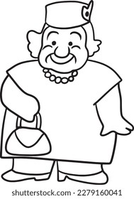 Old woman cartoon doodle kawaii anime coloring page cute illustration drawing clip art character chibi manga comic