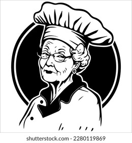 Old Woman chef isolated of white