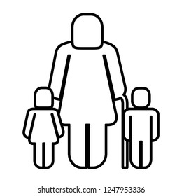 old woman with children figure silhouette