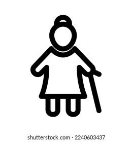 old woman citizen icon or logo isolated sign symbol vector illustration - high quality black style vector icons
