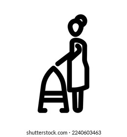 old woman citizen icon or logo isolated sign symbol vector illustration - high quality black style vector icons

