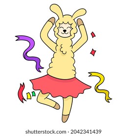 Old Woman Dancing Beautiful Ballet, Vector Illustration Art. Doodle Icon Image Kawaii.