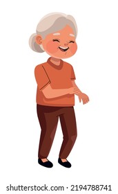 old woman dancing happy character