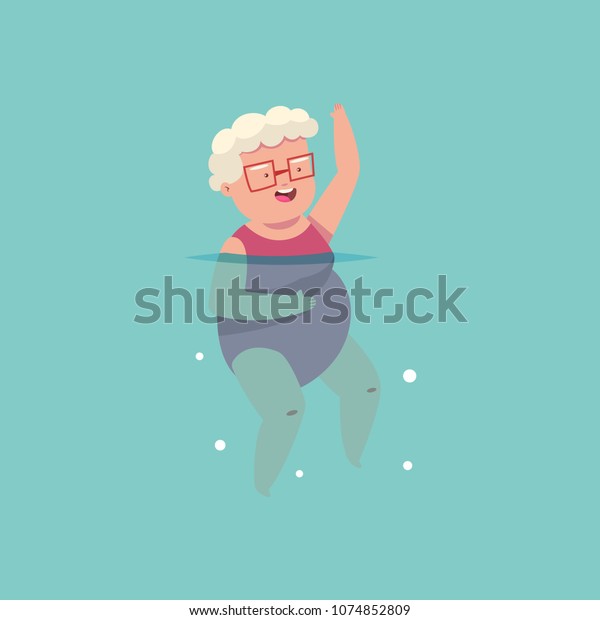 Old Woman Doing Aqua Aerobics Exercise Stock Vector (Royalty Free ...