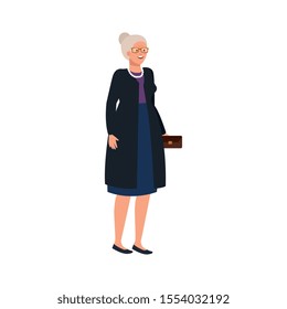 old woman elegant avatar character vector illustration design