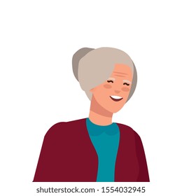 old woman elegant avatar character vector illustration design
