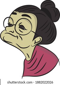 Old woman face lady grandma cartoon 