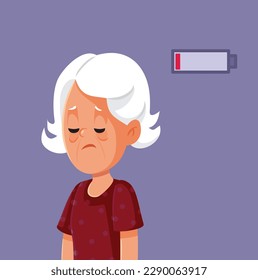 
Old Woman Feeling Lethargic and Tired from Aging Vector Cartoon Illustration. Elderly lady feeling sleep deprived and lethargic 
