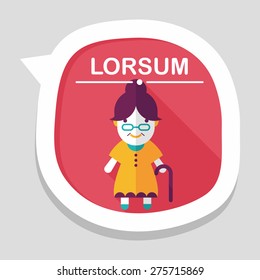 old woman flat icon with long shadow,eps10