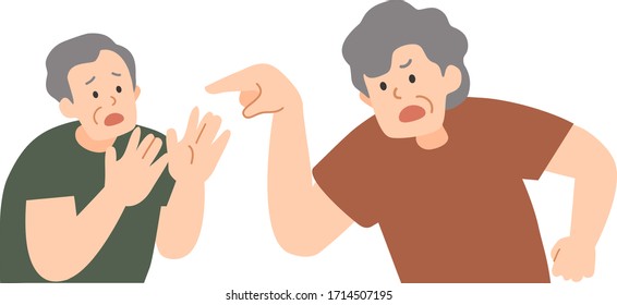 an old woman getting mad at her husband- vector illustration