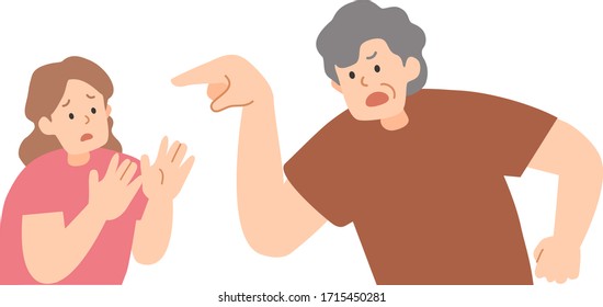 an old woman getting mad at a young woman  -vector illustration