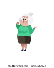 Old woman in glasses character. Happy old people lifestyle isolated on white background vector illustration.