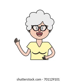 old woman with glasses and hairstyle