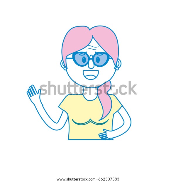 Old Woman Glasses Hairstyle Stock Vector Royalty Free 662307583