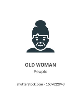 Old woman glyph icon vector on white background. Flat vector old woman icon symbol sign from modern people collection for mobile concept and web apps design.