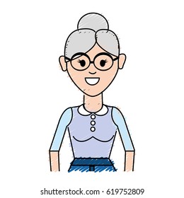 old woman with hairstyle and casual cloth