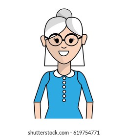 old woman with hairstyle and casual cloth
