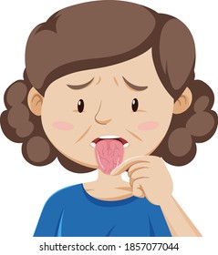 Old Woman Having Dry Mouth Illustration