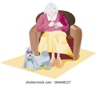 old woman with her dog