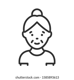 old woman ,human , linear icon. Editable stroke