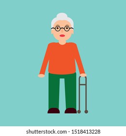 Old woman icon flat design illustration
