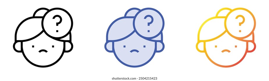 old woman icon. Linear, Blue Fill and Gradient Style Design Isolated On White Background