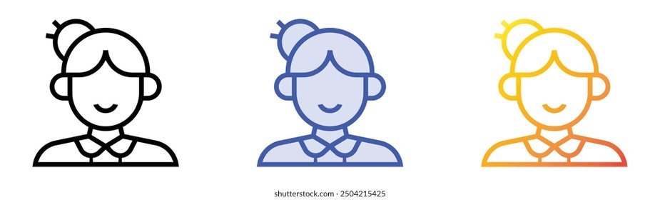old woman icon. Linear, Blue Fill and Gradient Style Design Isolated On White Background