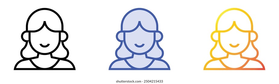 old woman icon. Linear, Blue Fill and Gradient Style Design Isolated On White Background