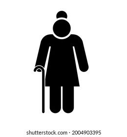 Old woman icon People in motion active lifestyle sign