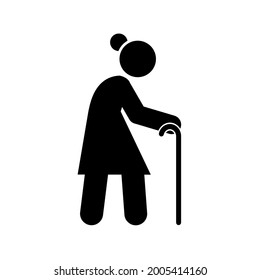 Old woman icon People in motion active lifestyle sign