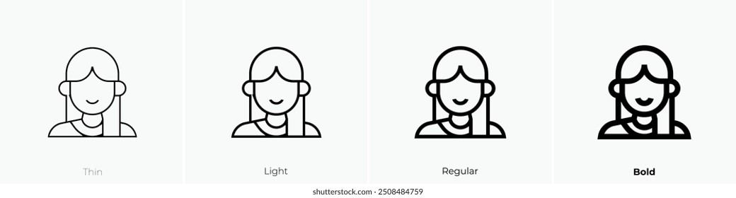 old woman icon. Thin, Light Regular And Bold style design isolated on white background