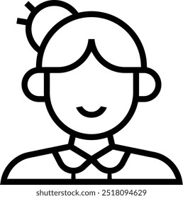 old woman icon. Thin linear style design isolated on white background