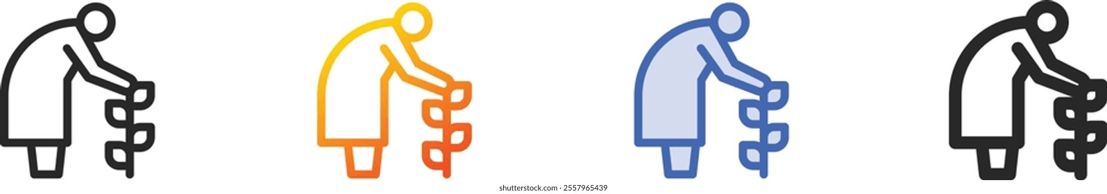 old woman icon.Thin Linear, Gradient, Blue Stroke and bold Style Design Isolated On White Background
