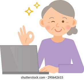 old woman with laptop