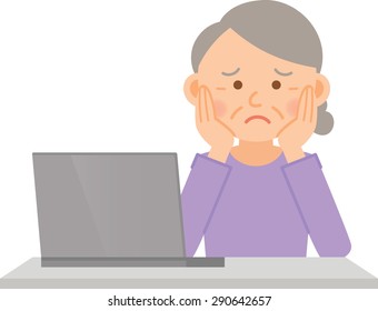 old woman with laptop