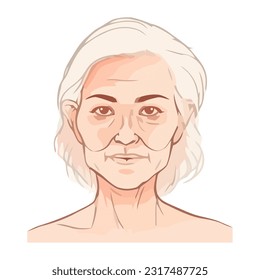 Old woman, looking at camera icon isolated